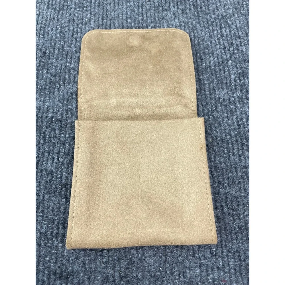 David Yurman Tan Faux Suede Jewelry Pouch Snap Closure Travel Case 3.5in Square